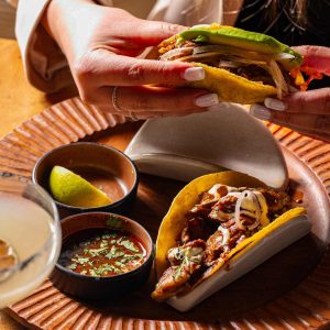 Alegre Bar and Dining barbacoa tacos with avocado and lime, King Street Wharf