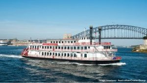 Sydney Showboats paddle steamer on Sydney Harbour, image courtesy Australian Cruise Group